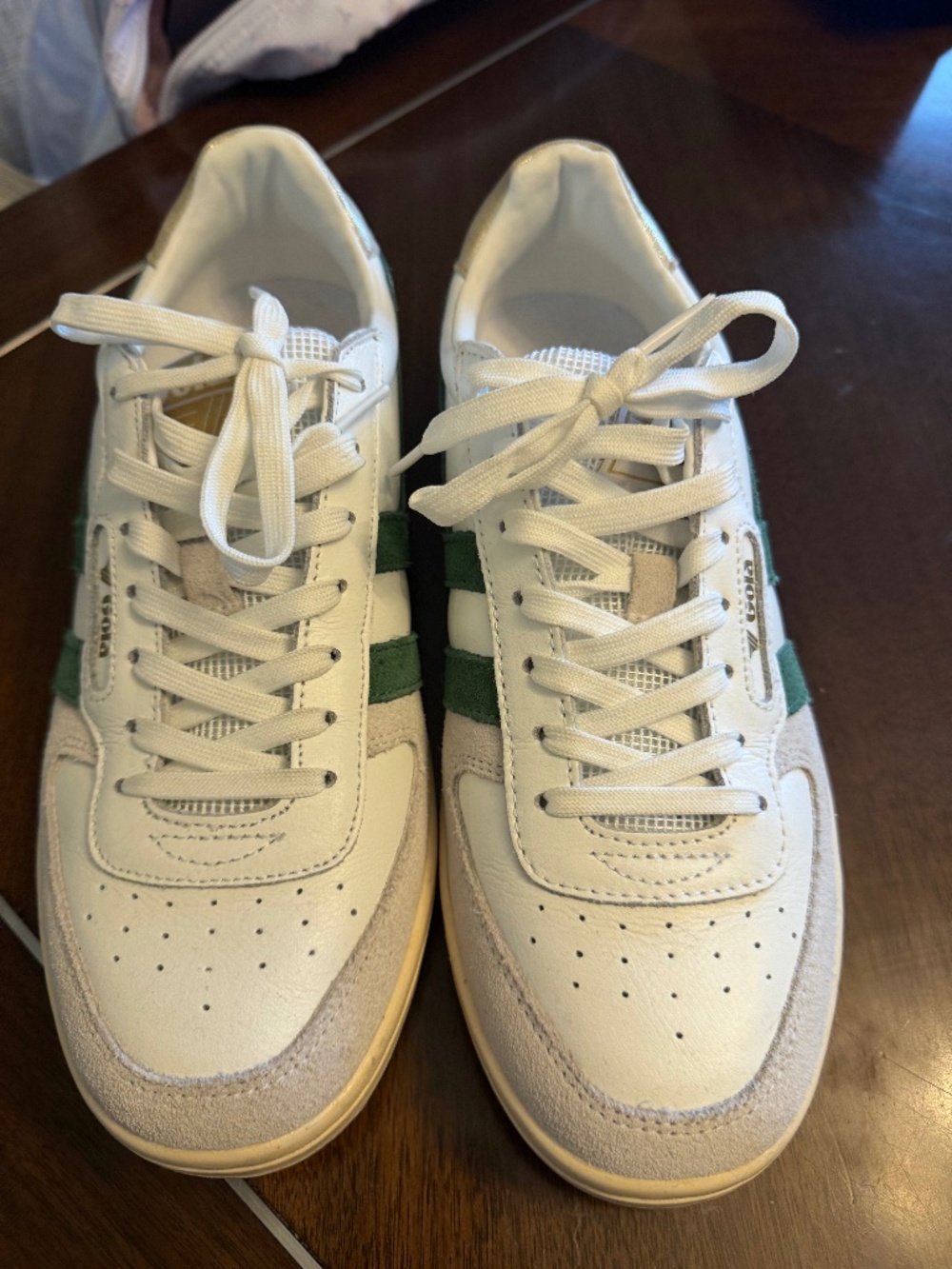 Gola Hawk Sneakers in White and Dark Green, Size 8.5